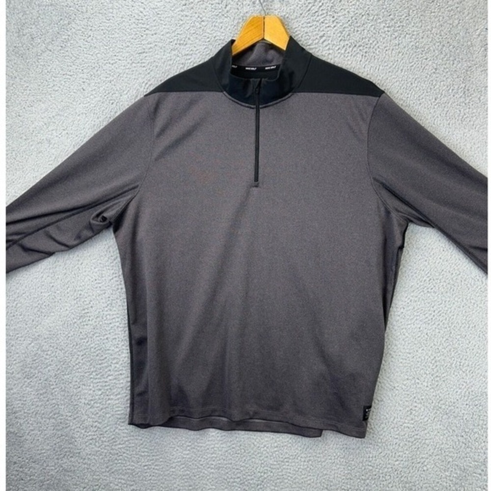 Nike Golf Shirt Mens 2XL Dri-Fit Grey Colorblock Quarter Zip Pullover Activewear